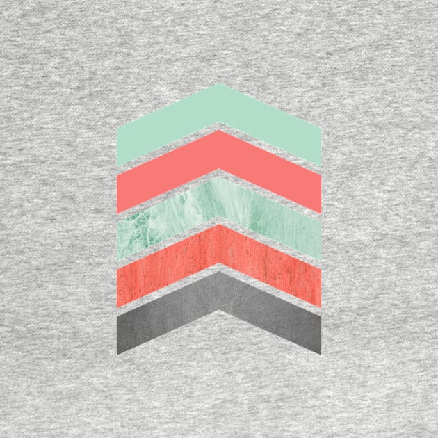 Chevrons in Coral and Mint Green by UrbanEpiphany